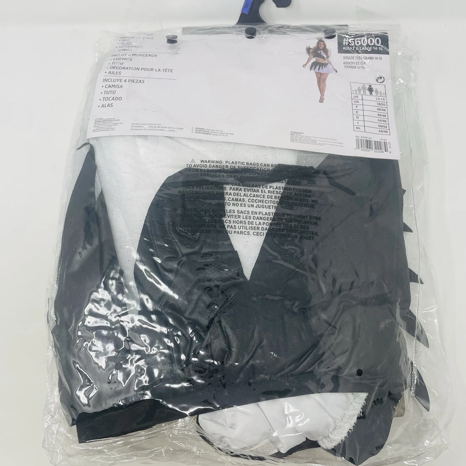 Disfraz de Halloween Twisted Angel para mujer adulta XL 14/16 con alas negro/blanco Foto 4 de 4