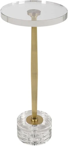 Gold Crystal Drink Table with Elegant Groove Design - Picture 3 of 4