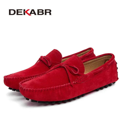 Men's Genuine Leather Casual Loafers Moccasins Breathable Slip on Driving Shoes - Picture 16 of 41