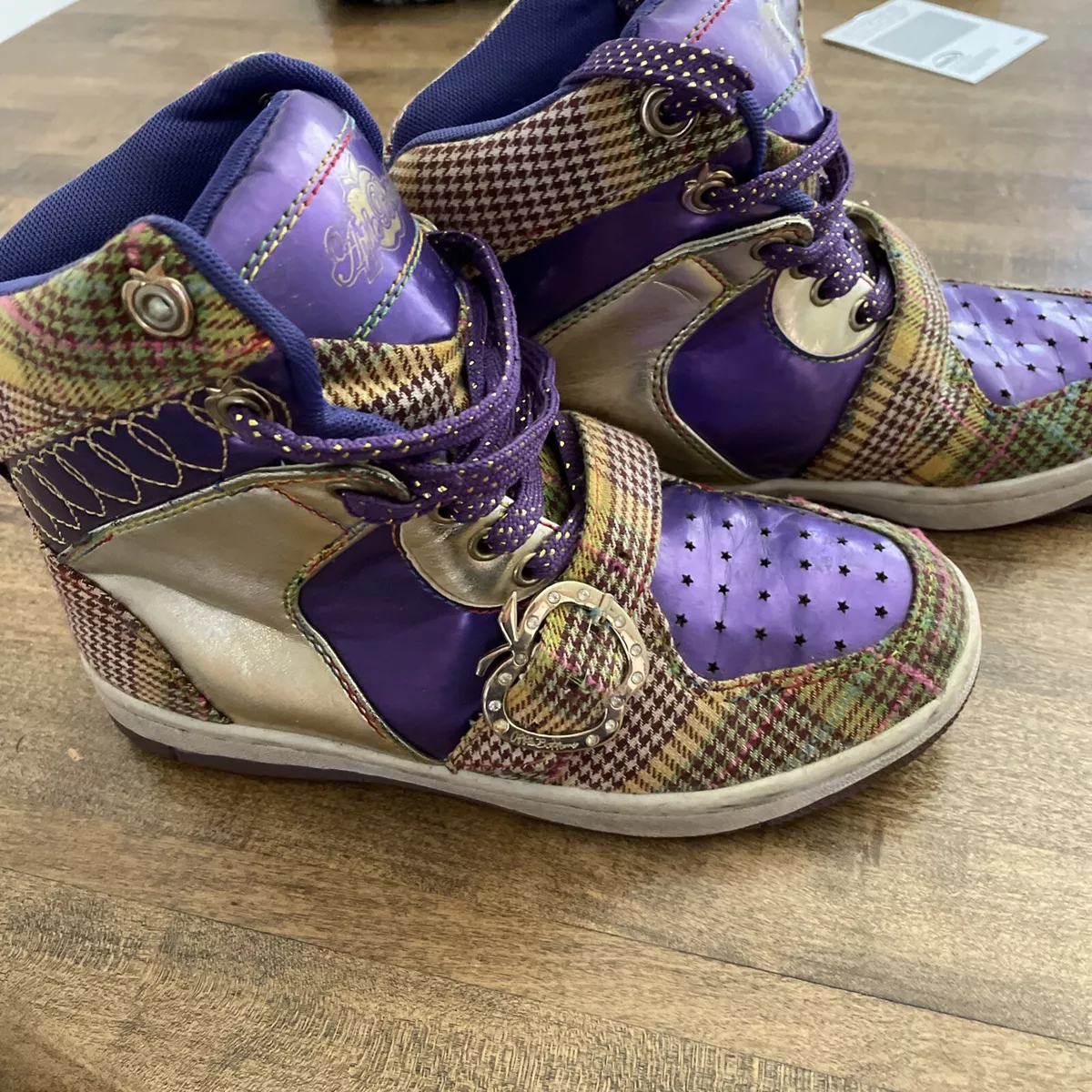 Afgang Par Klassifikation Apple Bottom Denim Gold/purple Tamara High Top Sneaker Size 6 Women | eBay