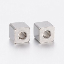 100pcs 304 Stainless Steel Beads Cube Loose Spacer Beads Jewelry Making