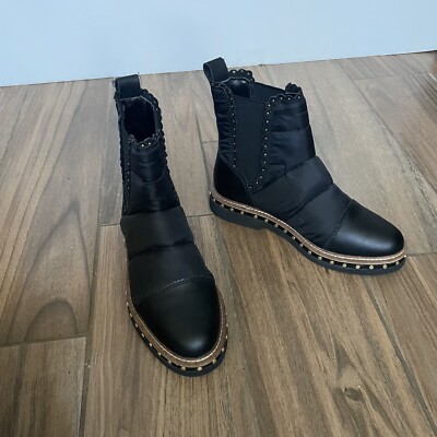 Free People Boot Womens Atlas Puffer Chelsea Ankle Black Size