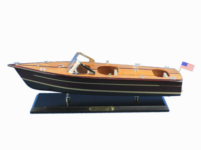 Model Speedboat 20'' Chris Craft Triple Cockpit Assembled Nautical Decor Gift New