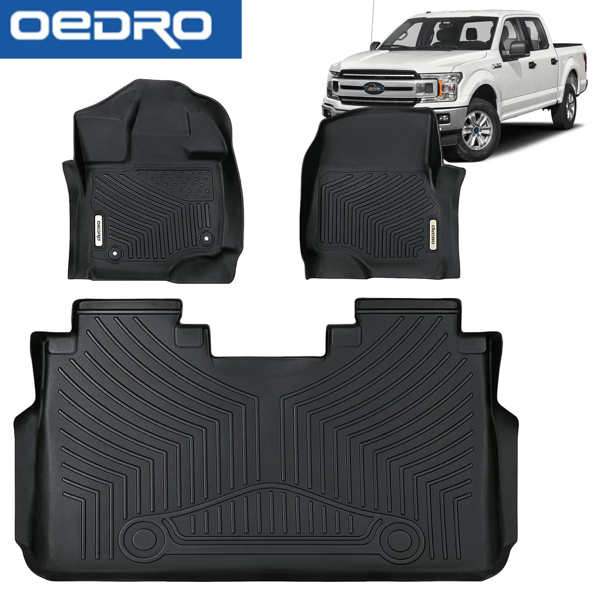 Floor Mats for Ford F150 2015 2024 Super Crew Cab TPE Rubber