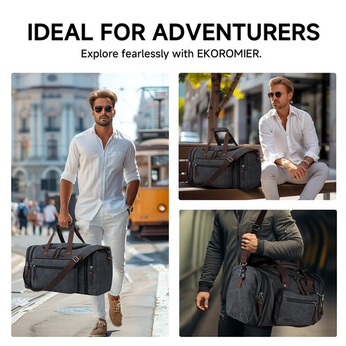 Sac de Sport en Toile pour Voyage 45 l Gris foncé Sac de Voyage Extensible en... - Imagen 3 de 7