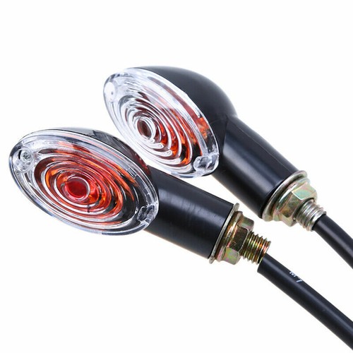 Pair Motorcycle Turn Signal Lights Blinker Indicators Amber Lamp Clear Lens - Picture 3 of 12