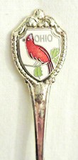 OHIO Red Cardinal State Bird Silverplated Souvenir Spoon 3-3/8" Made in USA