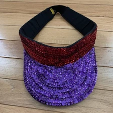 SEQUIN VISOR HAT RED AND PURPLE SOCIETY GOLF GARDEN TENNIS Rocky Trading Co