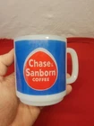 Vintage Chase & Sanborn Coffee Mug Cup Retro Diner Milk Glass 60's