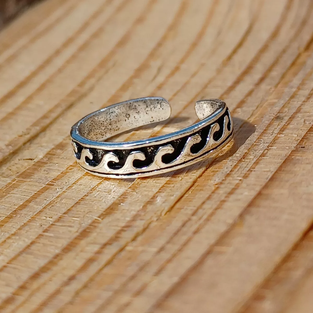 Sterling Silver Adjustable Wave Toe Ring eBay