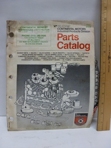 VTG 1980 Teledyne Continental Motors Parts Catalog Y4 F4 F6 X-30186