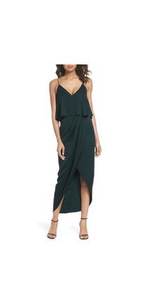 Shona Joy Luxe Frill Tulip Hem Green Maxi Dress size 4