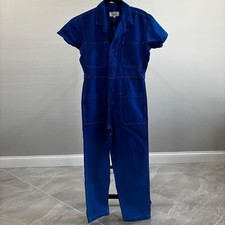 Reformation Morgan Blue Denim Jean button up Twill utility jumpsuit size 6