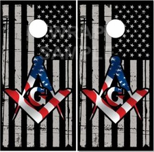 Masonic Grunge Flag Cornhole Wrap Bag Toss Skin Decal Sticker
