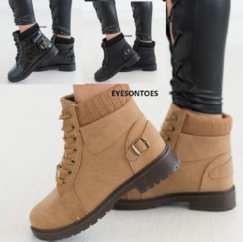 NEW WOMENS ANKLE FLAT DESERT LACE UP COMBAT WINTER LADIES WALKING BOOTS SHOES