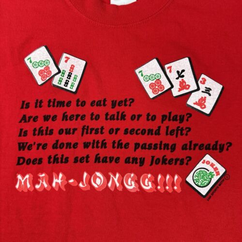 Mah-Jongg Player Game Night T-Shirt Men's Size Large Red Novelty Tee - Picture 3 of 10