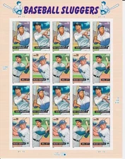 ++US Scott 4080-4083  "BASEBALL SLUGGERS - RUTH, MANTLE.."  Mint Sheet Of 20  NH