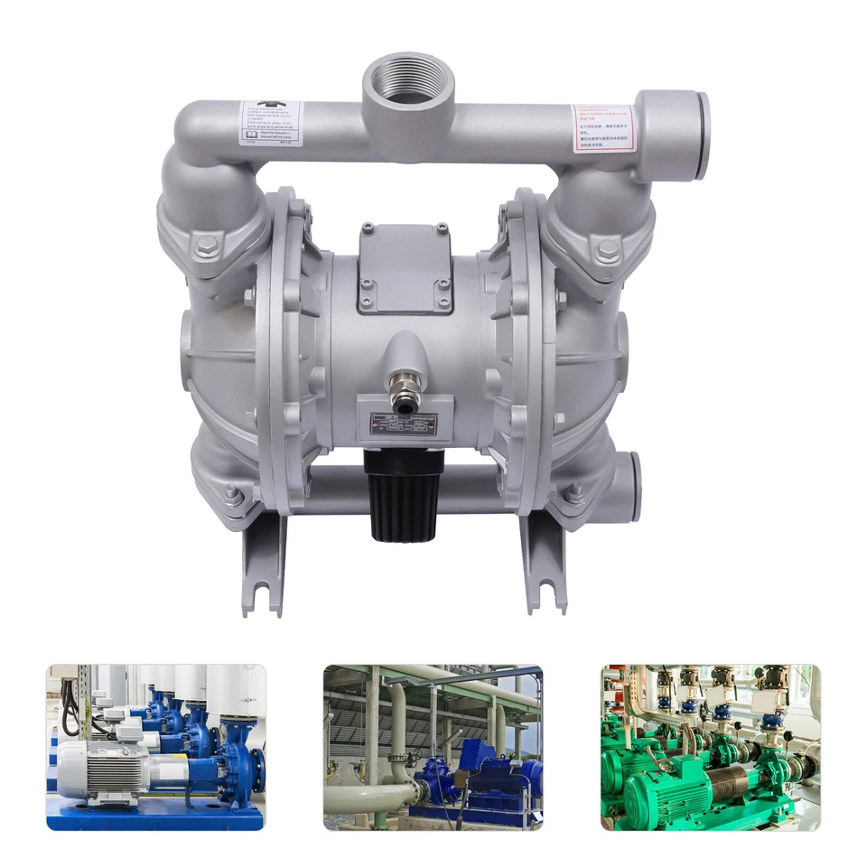 Bomba de doble diafragma operada por aire QBK-40L 44 GPM 1/2" entrada 4" salida aluminio Foto 3 de 4