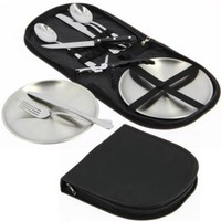 Besteck Set Foodbag FüR 2 Personen Geschirr Camping Outdoor Besteckset Edelstahl