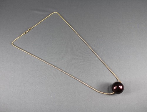 Collar de perlas sintéticas marrón grande enorme con cuentas 29" largo suéter dorado - Imagen 3 de 4