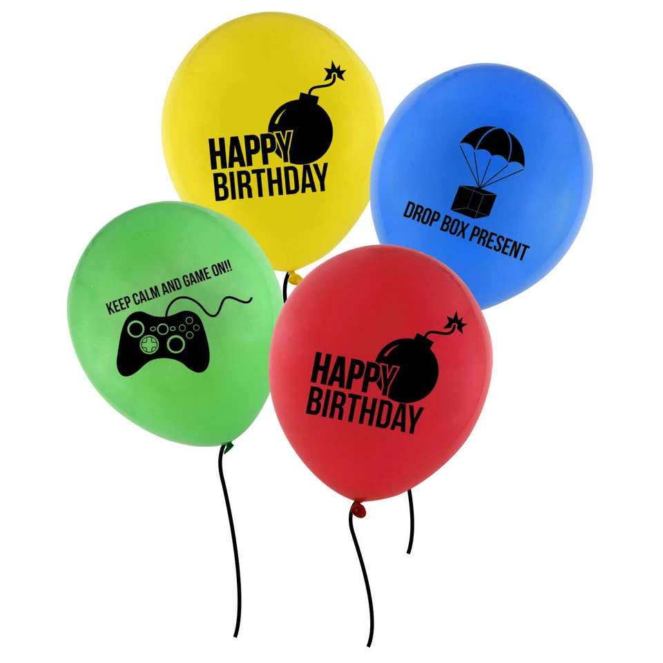 Banner de cumpleaños para juegos + globos controladores de videojuegos + globos de aluminio para juegos Foto 4 de 4