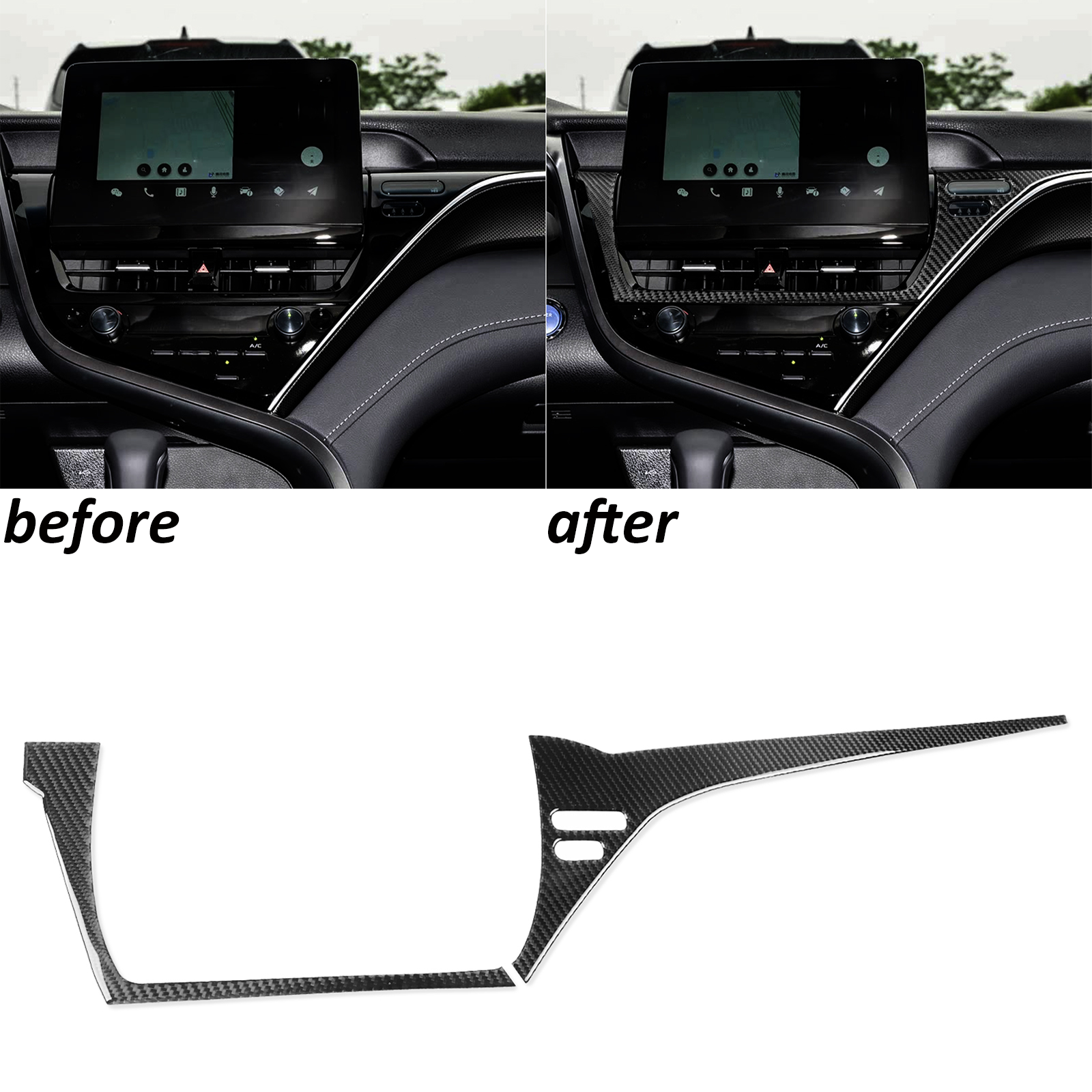 Real Carbon Fiber Interior Center Console Panel Cover For Toyota Camry 2018-2024