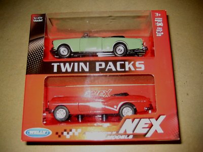 希少ヴィンテージミニカー2台セット テクノ(デンマーク)＆ ジョアル(スペイン) Welly NEX Twin Packs Die Cast Cars 1953 Packard Caribbean 1953