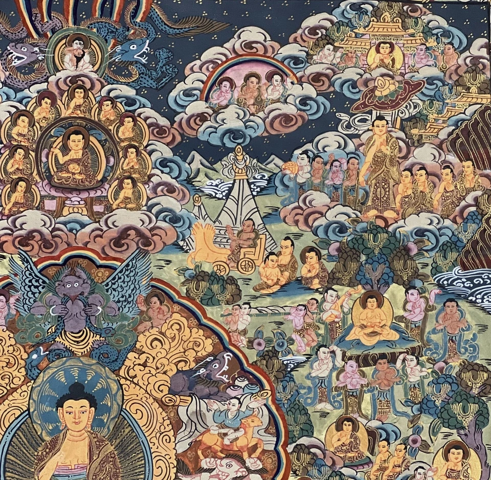 PINTURA THANGKA TIBETANA OBRA MAESTRA MANDALA RUEDA DE LA VIDA/RUEDA DE LA VIDA DEL BUDA Foto 4 de 4