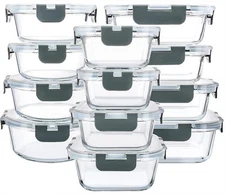 24-Pieces GLASS FOOD STORAGE Tupperware Containers Set w/ Snap Locking Lids NEW