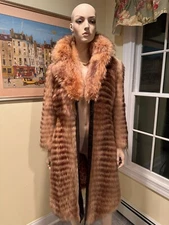 Carrie Bradshaw 40" Real Golden Red Orange Fox Fur Coat Jacket X-Small 0/2 SATC