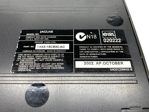 2001 - 2007 Jaguar S-Type Radio 6 Disc CD Changer 1X43-18C830-AC - Picture 7 of 8