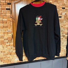 Vintage m C Sportswear Santa Sleigh Holiday Rhinestone mock neck sweatshirt sz L