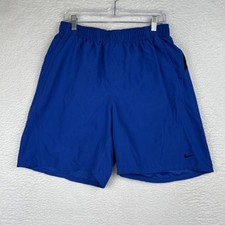 Nike Swim Trunks Shorts Embroidered Logo Mesh Lined Blue Black Men  s Large