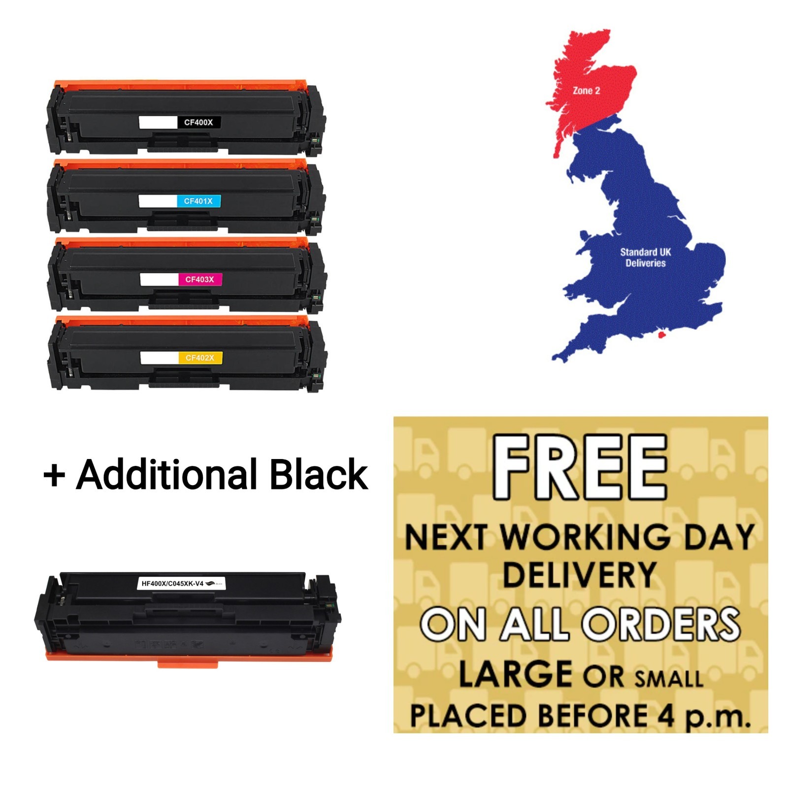 Toner for HP MFP M274n Laserjet Pro Printer CF400X Cartridges Compatible  x 5