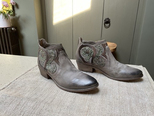 Russell & Bromley metallic CIRQUE leather Western Gaucho ankle boots 39 EU 6 UK - Picture 5 of 23