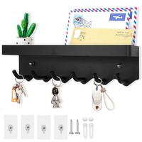 SchlüSselhalter Garderobe Metall Schwarz SchlüSselbrett 6 Haken Ohne Bohren 24Cm
