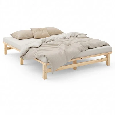 Lit 160x200 cm en bois massif avec sommier lit adulte style palette Homestyle4u - Photo 1/4