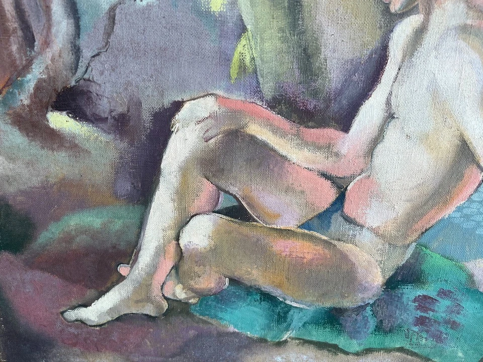 Early 20th century Art Deco Male nude oil painting gay homoerotic art — 第 4/4 张图片