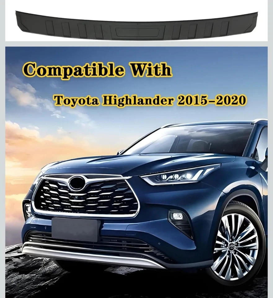 Protector de parachoques trasero Toyota Highlander cubierta de goma texturizada 2015-20 Foto 2 de 4