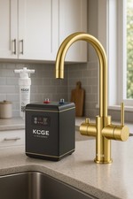 Scudo KoGE 3 in 1 Brushed Brass Swan Spout Boiling Water Tap & Boiler