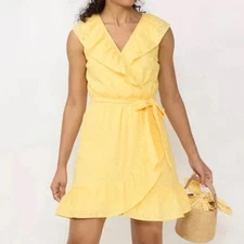 LC Lauren Conrad Yellow Crochet Faux Wrap Mini Dress XL