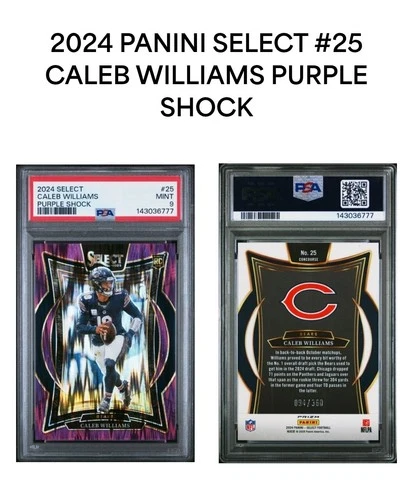 2024 Panini Select - Caleb Williams #25 Purple Shock Prizm /360 (RC) PSA 9
