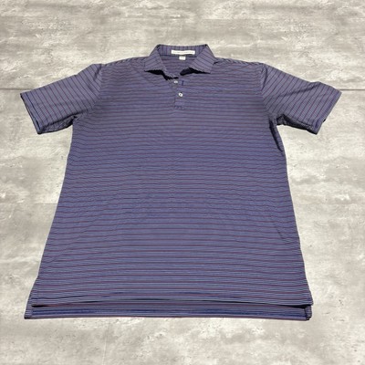 Holderness & Bourne Polo Shirt Men's Large Blue Striped Polyester Golf *