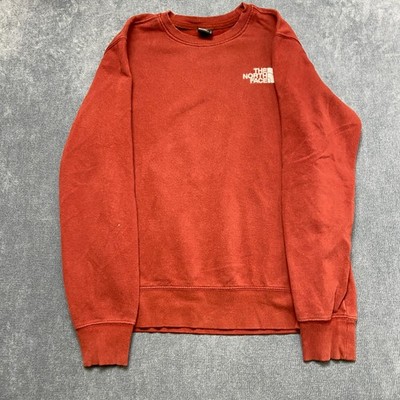 The North Face Sweatshirt Unisex Medium Red Fleece Crew Neck Logo Long Sleeve