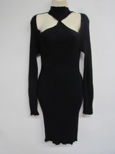 ASOS  Ribbed Knit Dress Size 12 Tall Womens, black cut out