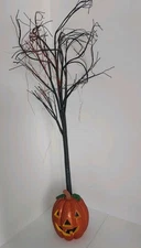 Vintage Dept 56 Halloween display 20" Tall tree Pumpkin Glitter (No Ornaments)
