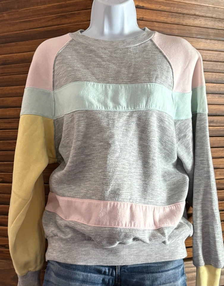 1980's Outside Interests Color Block Striped Sweatshirt Size Medium - Image 2 of 4