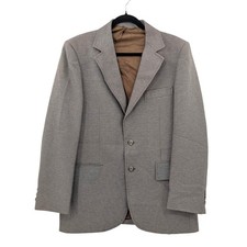 Vintage Brown Houndstooth Blazer Wool Tailored Classic Sport Coat Sz L Academia