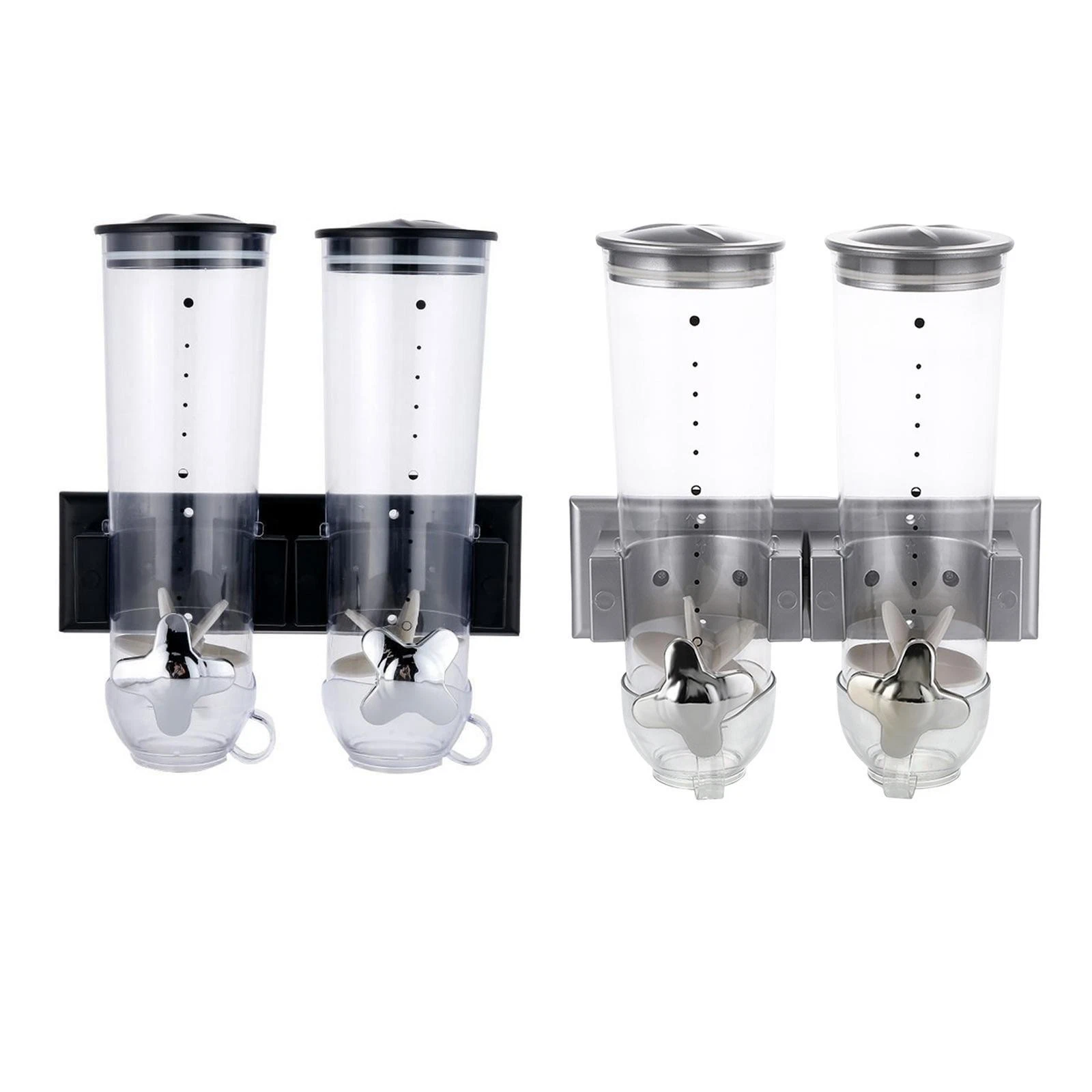 Dry Food Double Cereal Dispenser Wall Mounted Canister Jar Versatile Bin