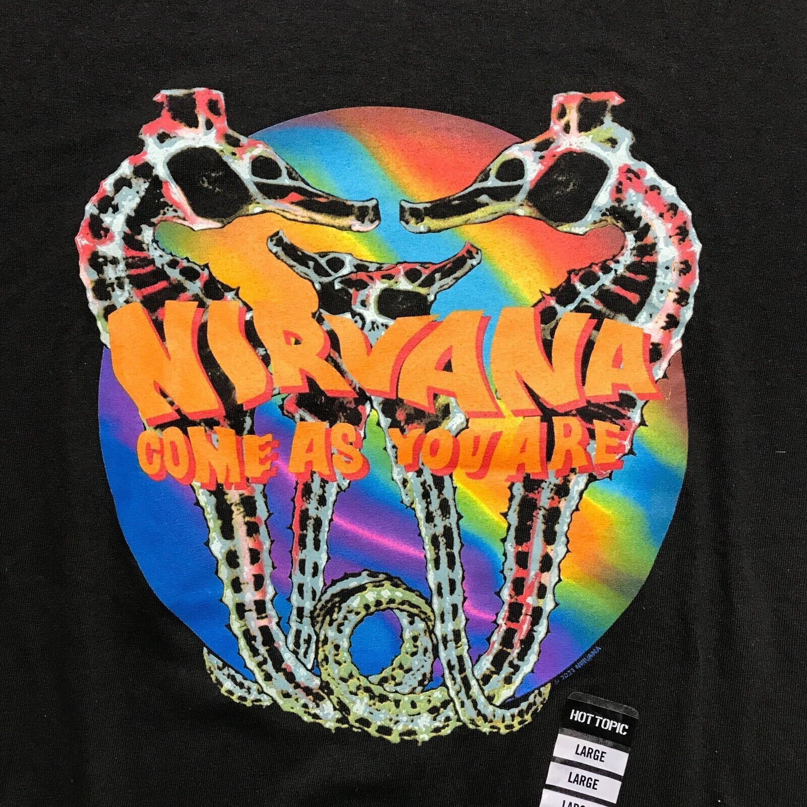 FILA Maglietta Hot Topic Nirvana Come As You Are Grunge Hard Rock Band Taglia Large Nuova con etichette